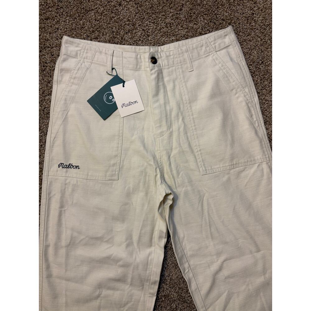 Brand New (NWT) Malbon Golf Braxton Straight Leg Trousers Beige Mens Size 33